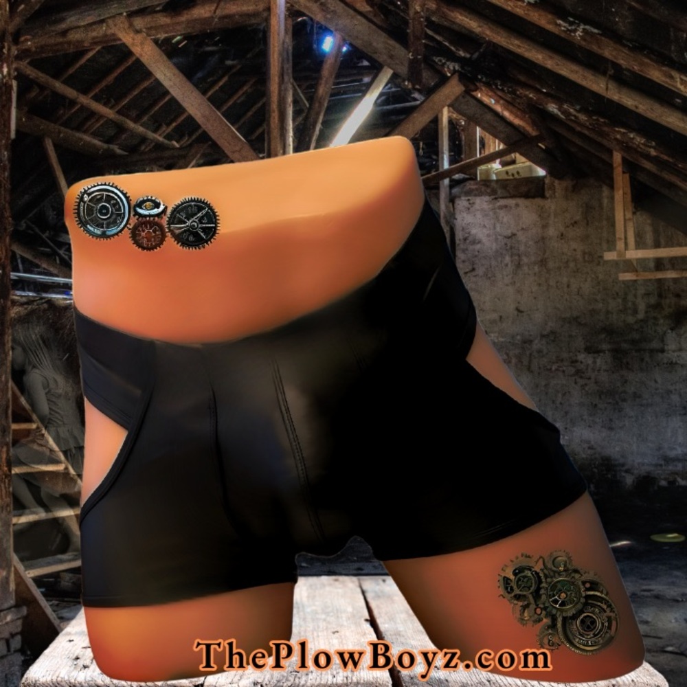 Mens Open Back Boxers Male Underwear Faux Leather Open Back